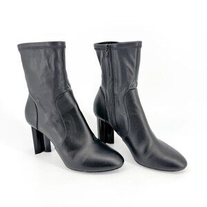 Louis Vuitton Silhouette Black Leather Block Heel Ankle Boots Size 37.5 US 7.5